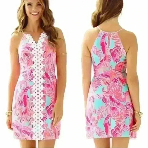 Lily Pulitzer Pear Shift Poolside Blue Love Birds Size 0 - Picture 2 of 7